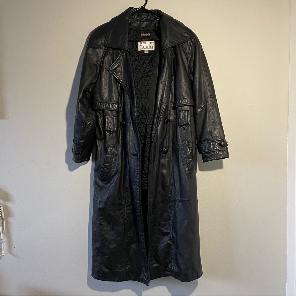 Pelle Studio Genuine Leather Trench Coat Size Small